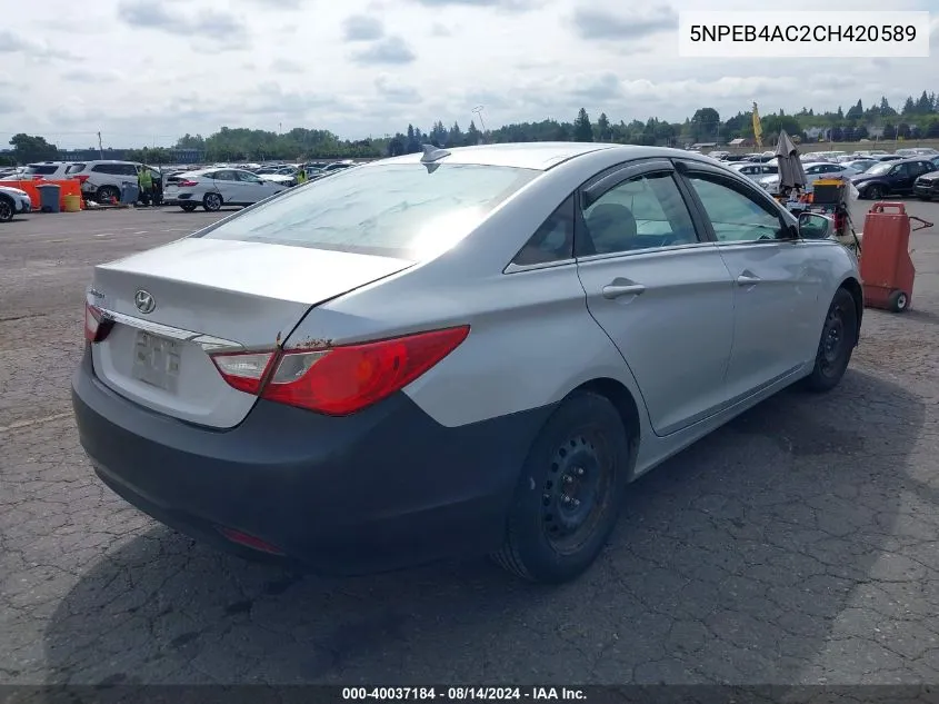 2012 Hyundai Sonata Gls VIN: 5NPEB4AC2CH420589 Lot: 40037184