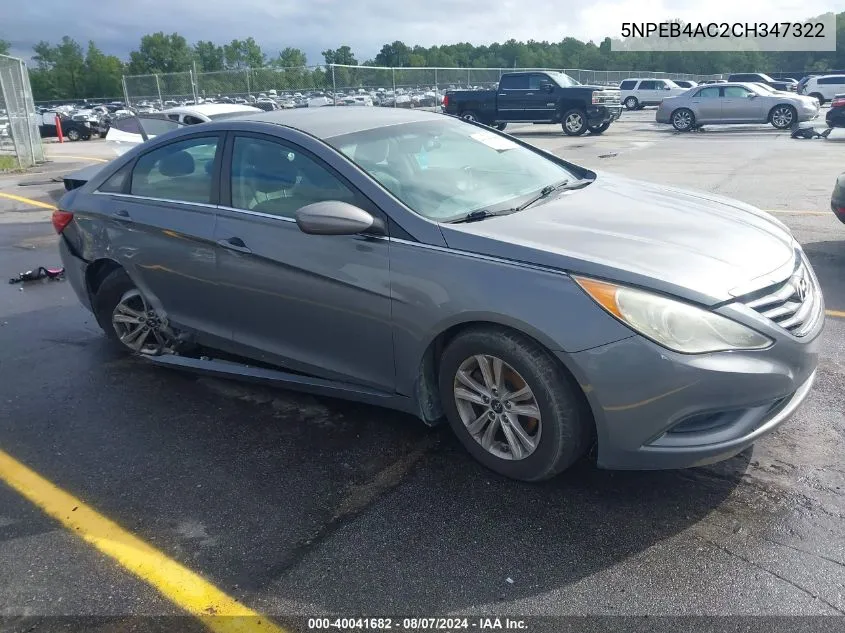 2012 Hyundai Sonata Gls VIN: 5NPEB4AC2CH347322 Lot: 40041682