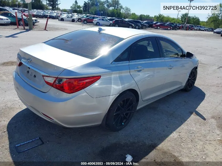 5NPEB4AC7CH392725 2012 Hyundai Sonata Gls