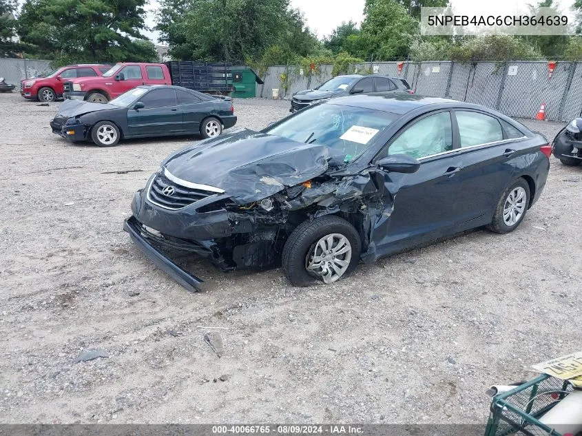 2012 Hyundai Sonata Gls VIN: 5NPEB4AC6CH364639 Lot: 40066765