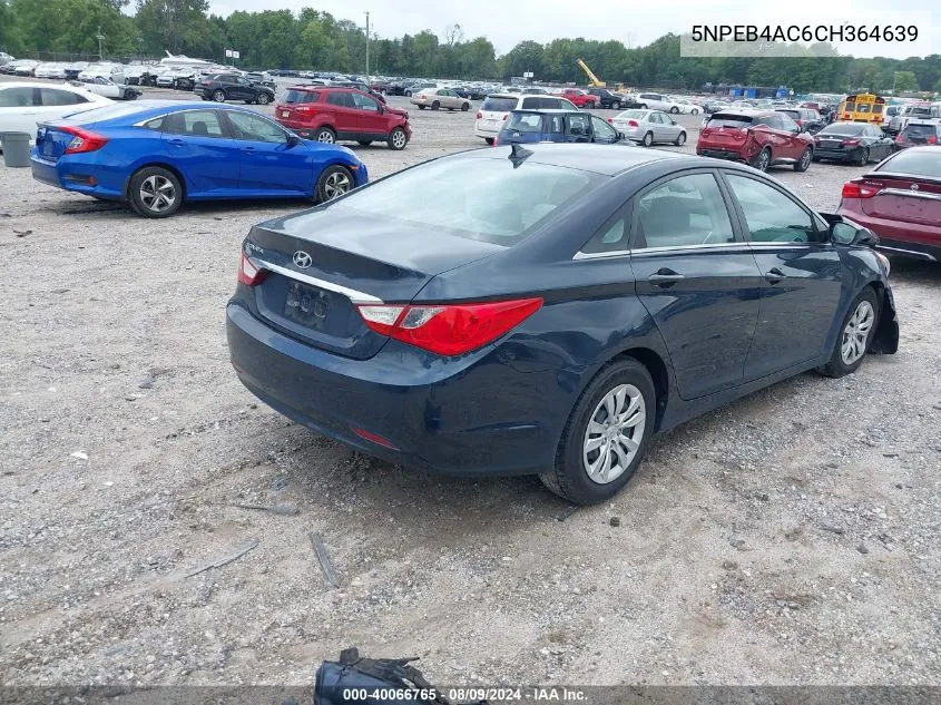 2012 Hyundai Sonata Gls VIN: 5NPEB4AC6CH364639 Lot: 40066765