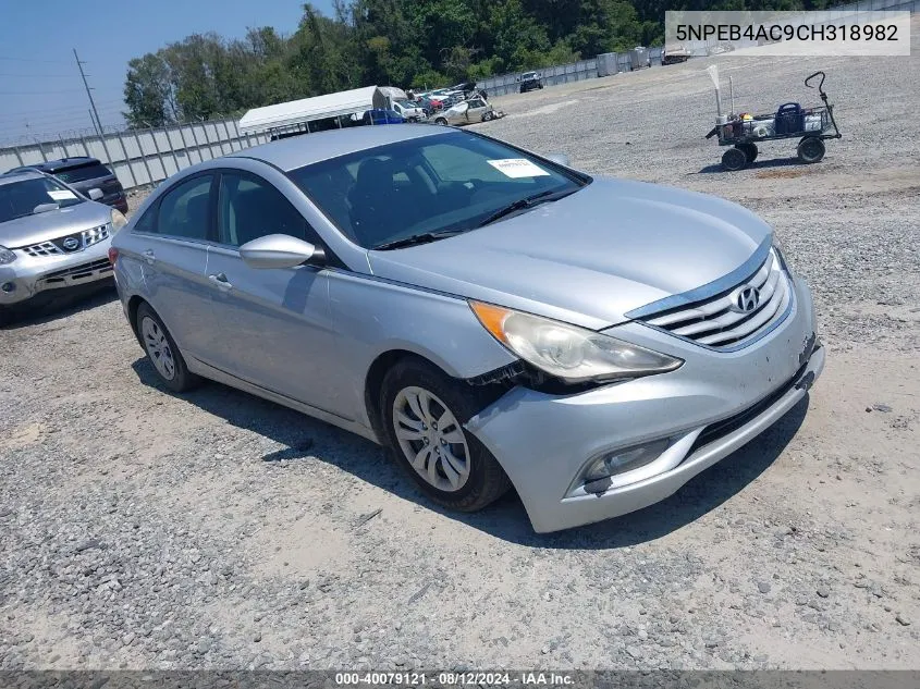 2012 Hyundai Sonata Gls VIN: 5NPEB4AC9CH318982 Lot: 40079121