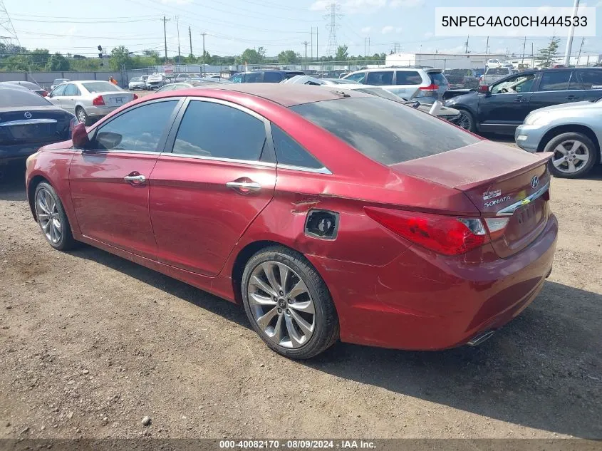 2012 Hyundai Sonata Se VIN: 5NPEC4AC0CH444533 Lot: 40082170