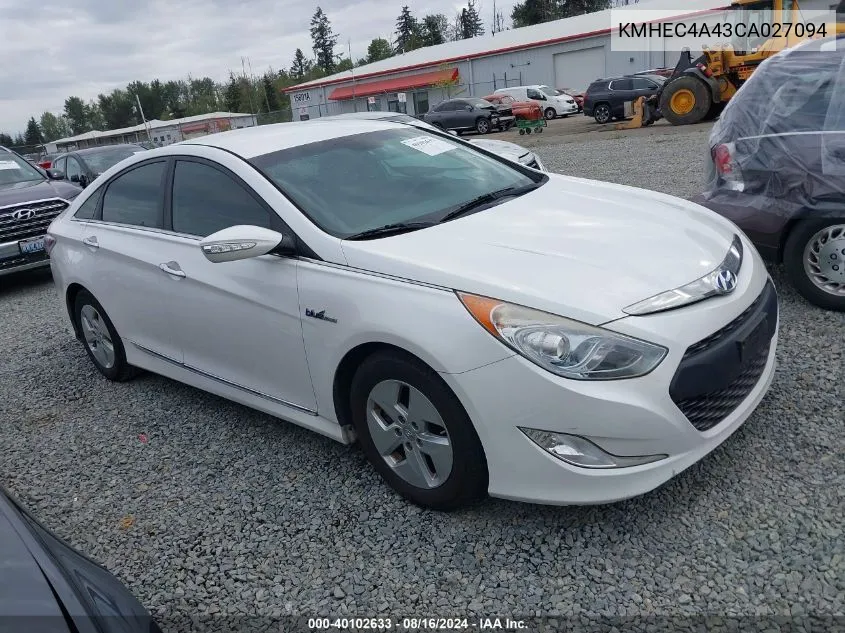 2012 Hyundai Sonata Hybrid VIN: KMHEC4A43CA027094 Lot: 40102633