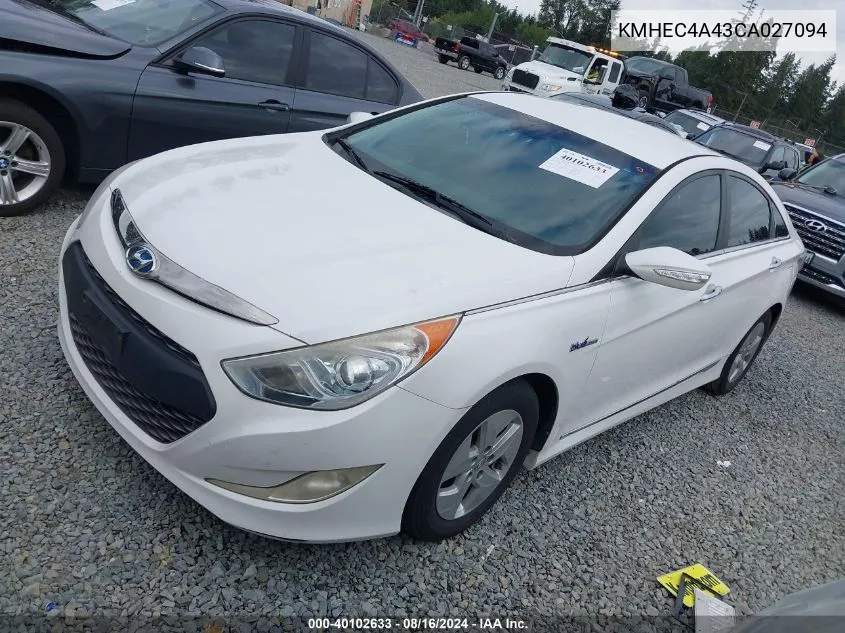 2012 Hyundai Sonata Hybrid VIN: KMHEC4A43CA027094 Lot: 40102633