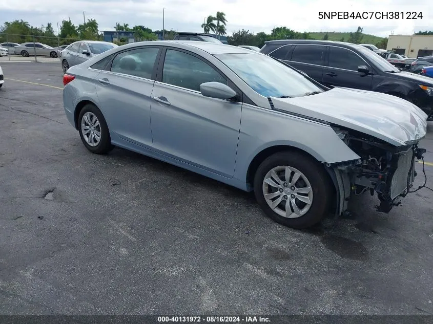 2012 Hyundai Sonata Gls VIN: 5NPEB4AC7CH381224 Lot: 40131972