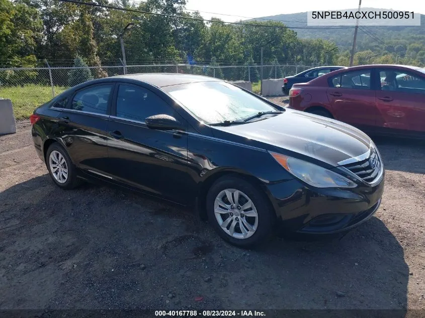 2012 Hyundai Sonata Gls VIN: 5NPEB4ACXCH500951 Lot: 40167788