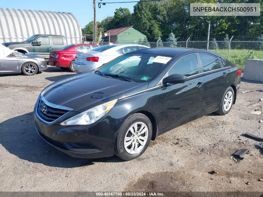 2012 Hyundai Sonata Gls VIN: 5NPEB4ACXCH500951 Lot: 40167788