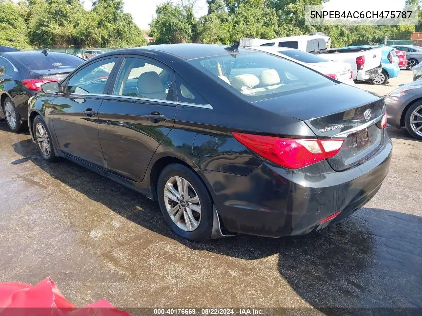 2012 Hyundai Sonata Gls VIN: 5NPEB4AC6CH475787 Lot: 40176669