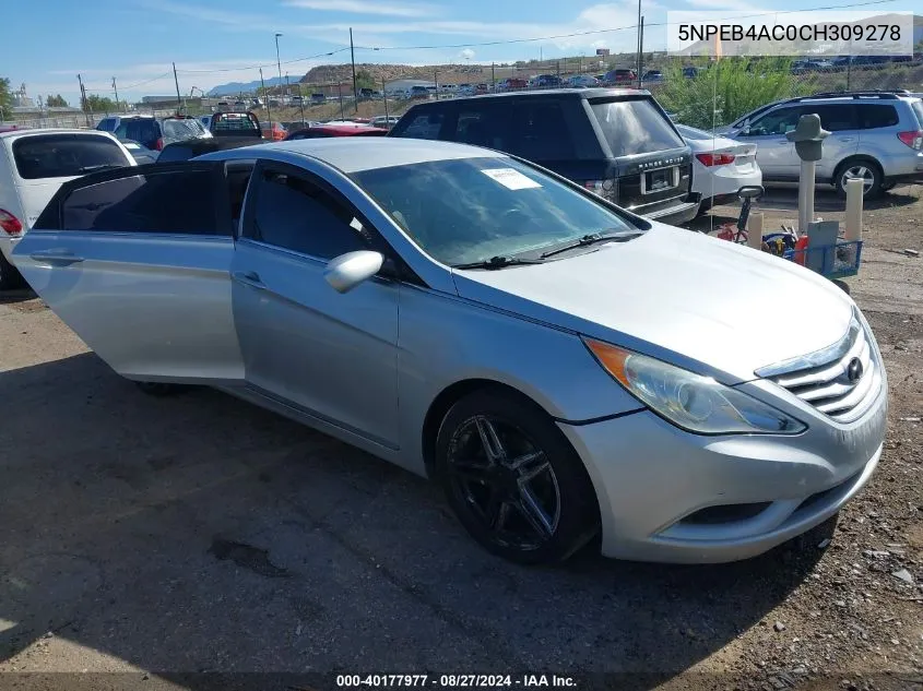 2012 Hyundai Sonata Gls VIN: 5NPEB4AC0CH309278 Lot: 40177977