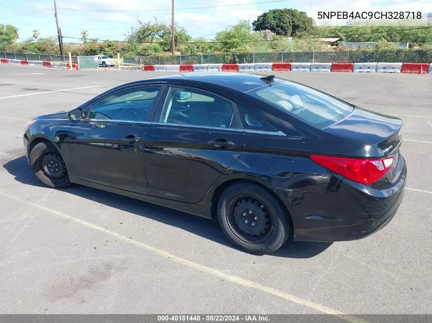 2012 Hyundai Sonata Gls VIN: 5NPEB4AC9CH328718 Lot: 40181448