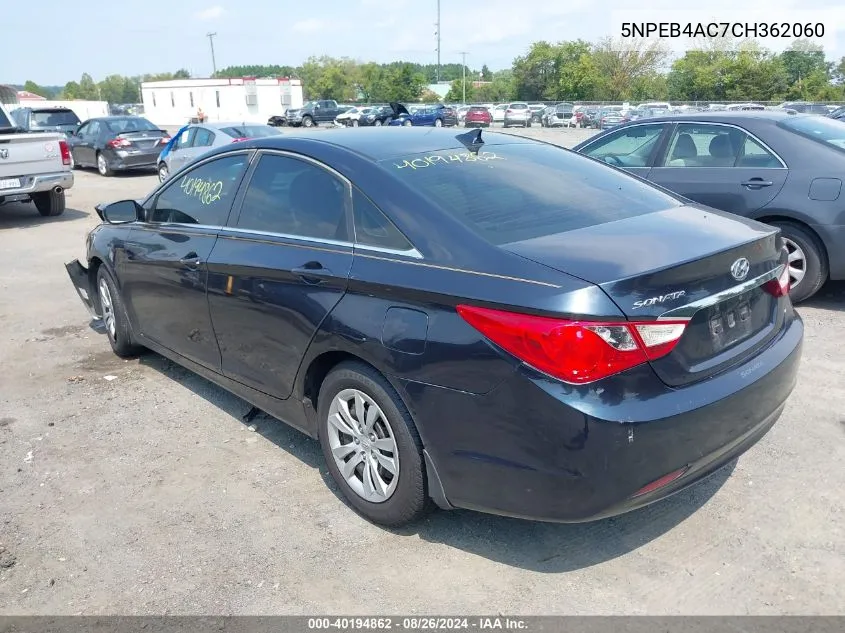 2012 Hyundai Sonata Gls VIN: 5NPEB4AC7CH362060 Lot: 40194862