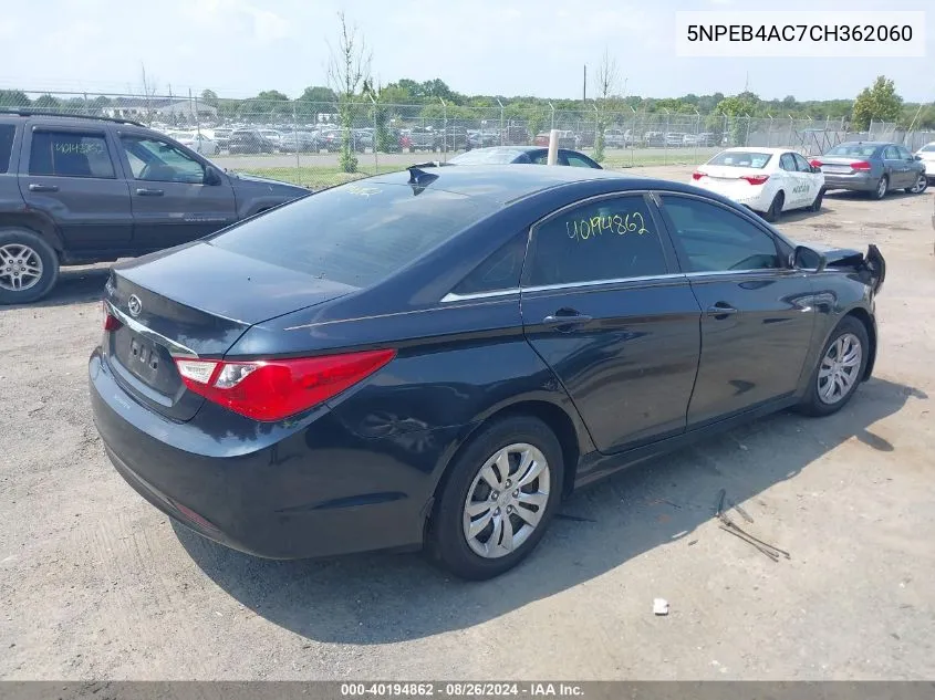 5NPEB4AC7CH362060 2012 Hyundai Sonata Gls