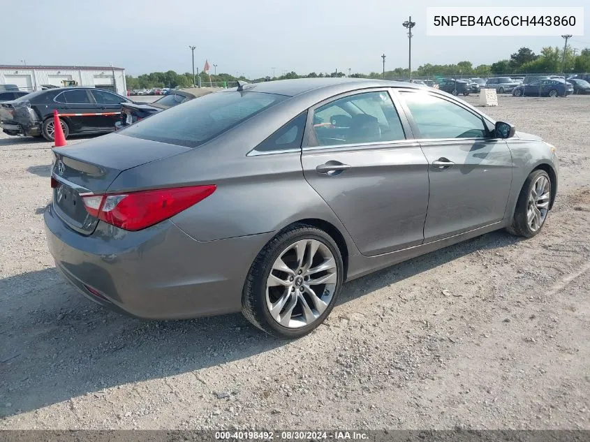 2012 Hyundai Sonata Gls VIN: 5NPEB4AC6CH443860 Lot: 40198492