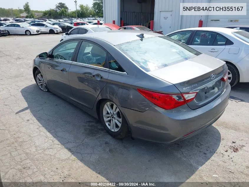 2012 Hyundai Sonata Gls VIN: 5NPEB4AC1CH355167 Lot: 40218422