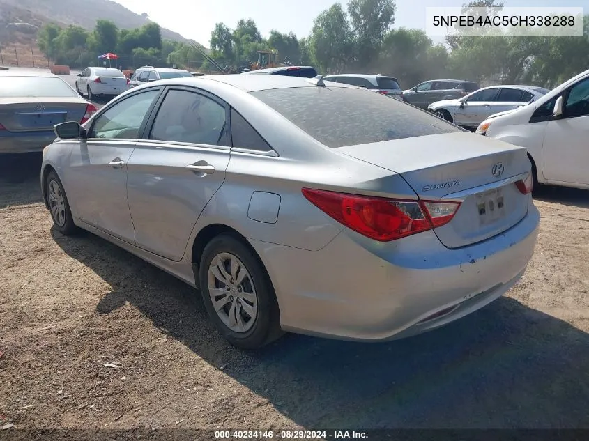 2012 Hyundai Sonata Gls VIN: 5NPEB4AC5CH338288 Lot: 40234146