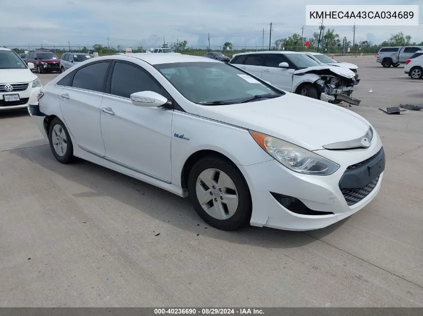 2012 Hyundai Sonata Hybrid VIN: KMHEC4A43CA034689 Lot: 40236690