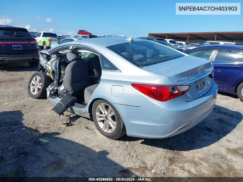 2012 Hyundai Sonata Gls VIN: 5NPEB4AC7CH403903 Lot: 40240202