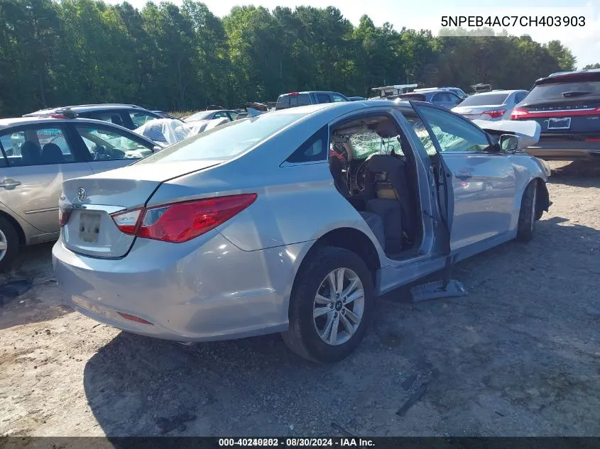 2012 Hyundai Sonata Gls VIN: 5NPEB4AC7CH403903 Lot: 40240202