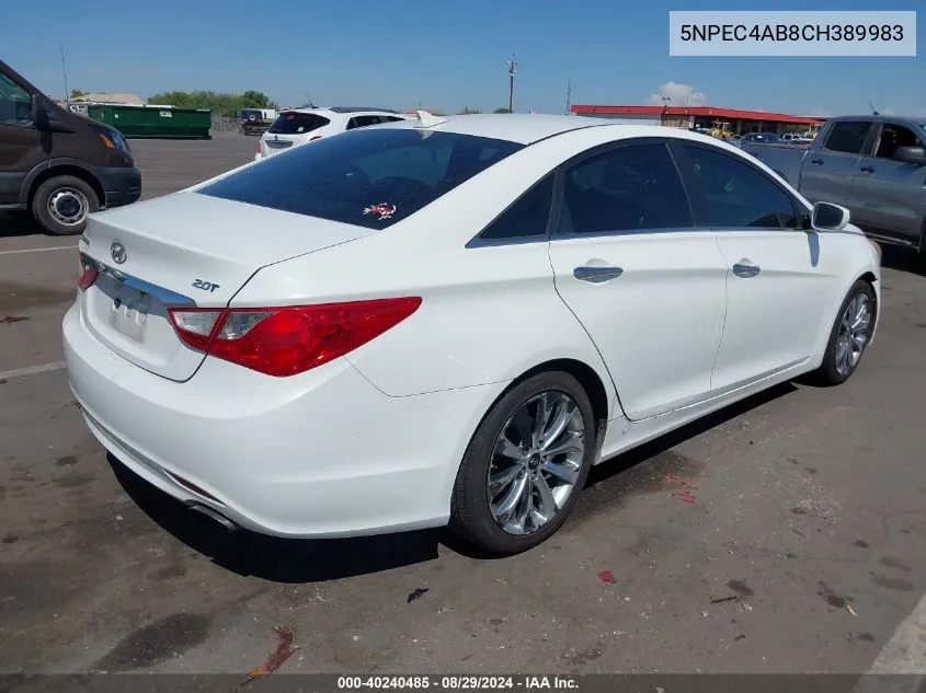 2012 Hyundai Sonata Se 2.0T VIN: 5NPEC4AB8CH389983 Lot: 40240485