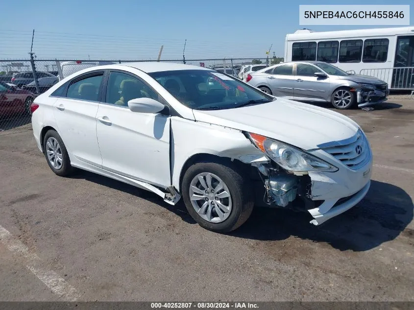 2012 Hyundai Sonata Gls VIN: 5NPEB4AC6CH455846 Lot: 40252807