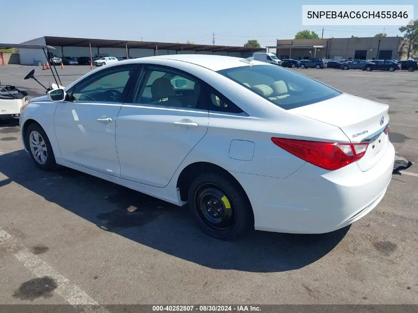 2012 Hyundai Sonata Gls VIN: 5NPEB4AC6CH455846 Lot: 40252807