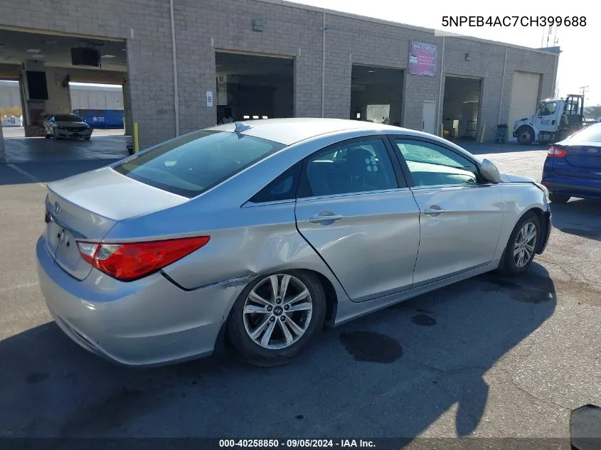 2012 Hyundai Sonata Gls VIN: 5NPEB4AC7CH399688 Lot: 40258850