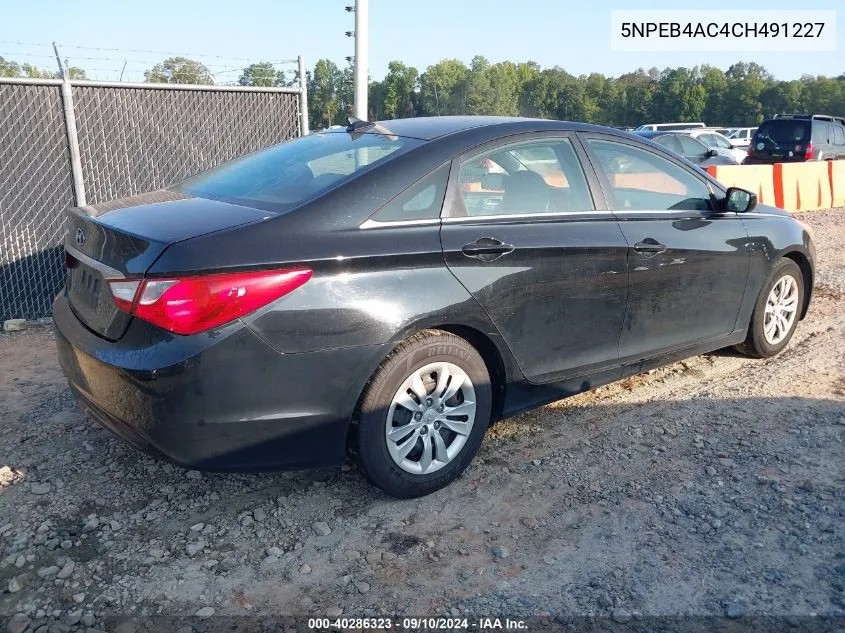 2012 Hyundai Sonata Gls VIN: 5NPEB4AC4CH491227 Lot: 40286323