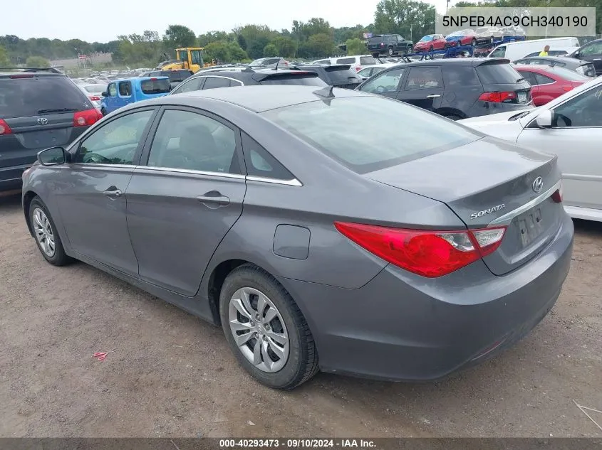 5NPEB4AC9CH340190 2012 Hyundai Sonata Gls