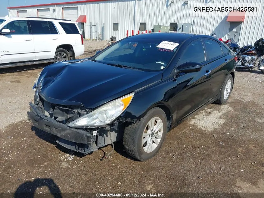 2012 Hyundai Sonata Se 2.0T VIN: 5NPEC4AB5CH425581 Lot: 40294485