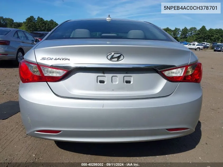 2012 Hyundai Sonata Gls VIN: 5NPEB4AC0CH378701 Lot: 40299302