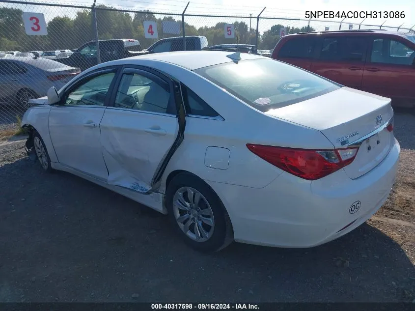 2012 Hyundai Sonata Gls VIN: 5NPEB4AC0CH313086 Lot: 40317598