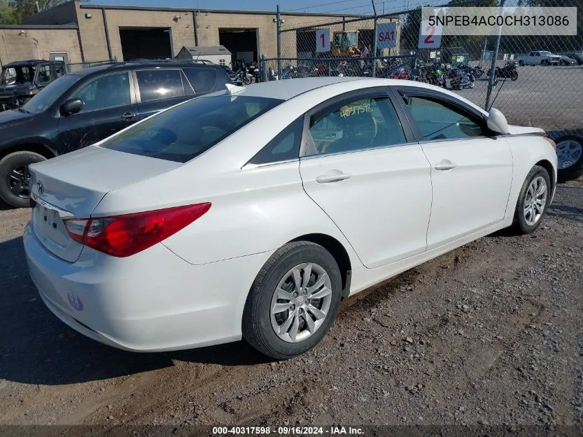 2012 Hyundai Sonata Gls VIN: 5NPEB4AC0CH313086 Lot: 40317598