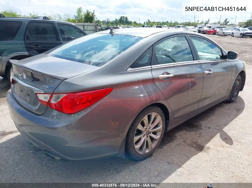 2012 Hyundai Sonata Se 2.0T VIN: 5NPEC4AB1CH451644 Lot: 40332576