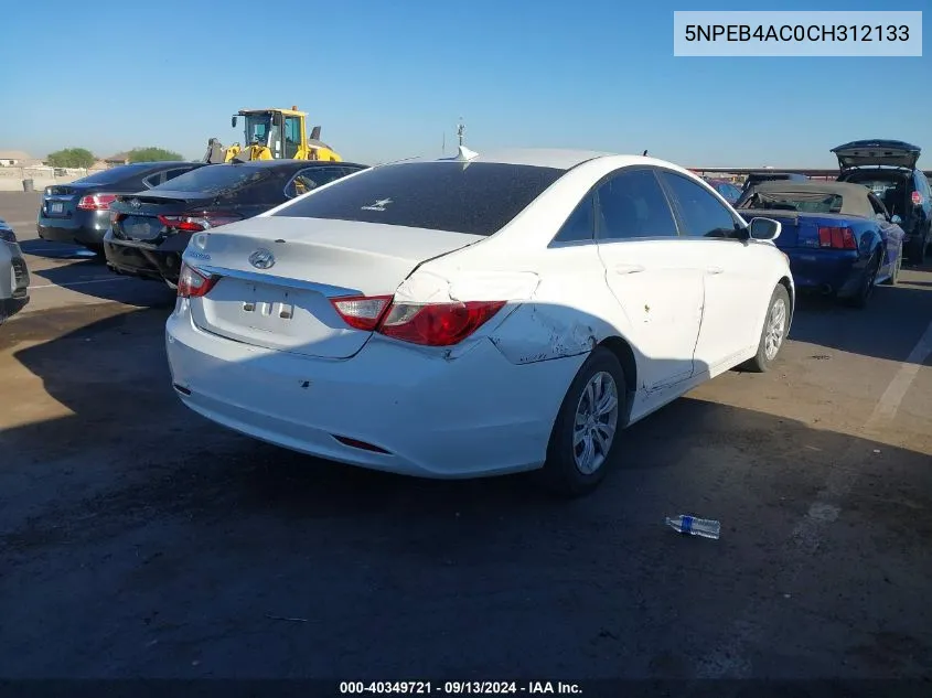 2012 Hyundai Sonata Gls VIN: 5NPEB4AC0CH312133 Lot: 40349721