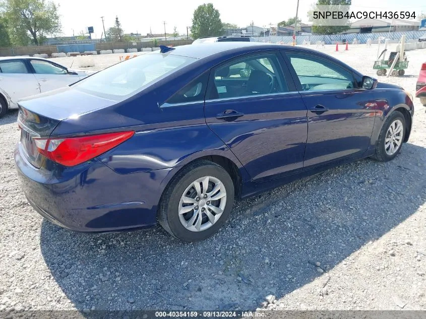 2012 Hyundai Sonata Gls VIN: 5NPEB4AC9CH436594 Lot: 40354159