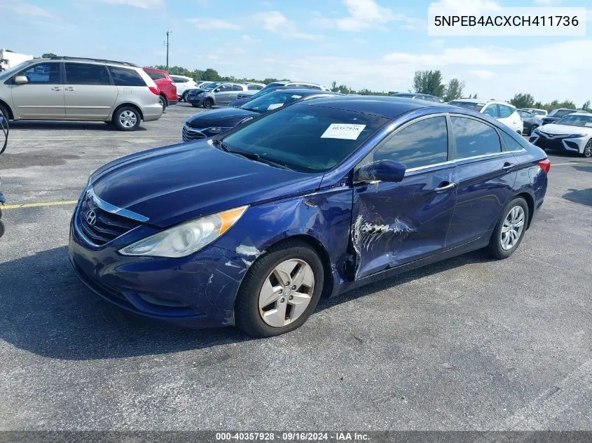 2012 Hyundai Sonata Gls VIN: 5NPEB4ACXCH411736 Lot: 40357928