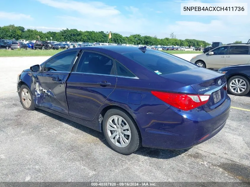 5NPEB4ACXCH411736 2012 Hyundai Sonata Gls