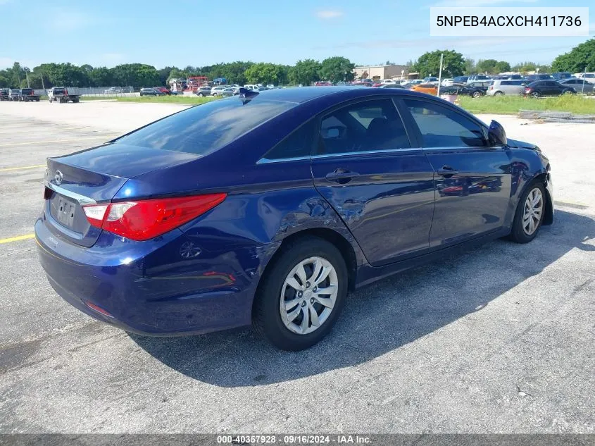 2012 Hyundai Sonata Gls VIN: 5NPEB4ACXCH411736 Lot: 40357928