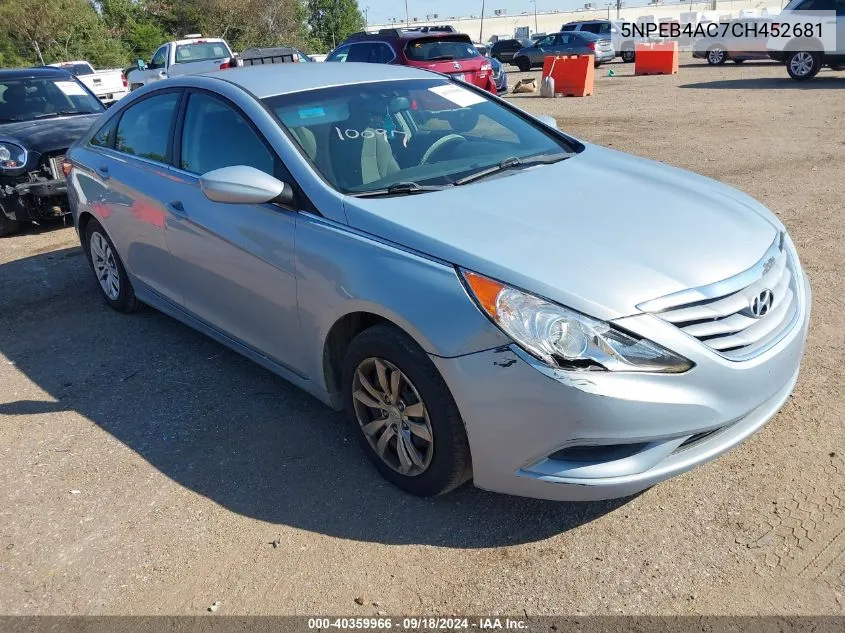 2012 Hyundai Sonata Gls VIN: 5NPEB4AC7CH452681 Lot: 40359966