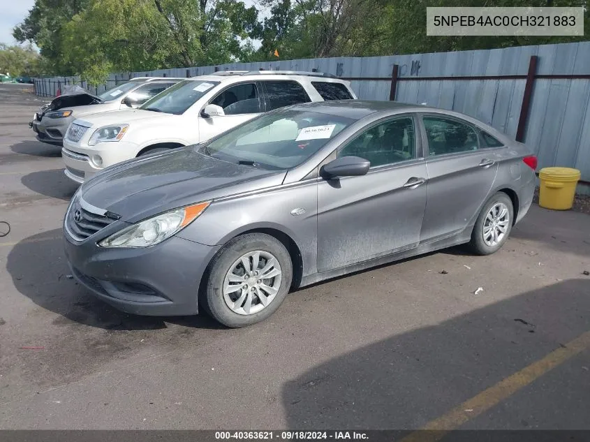 2012 Hyundai Sonata Gls VIN: 5NPEB4AC0CH321883 Lot: 40363621