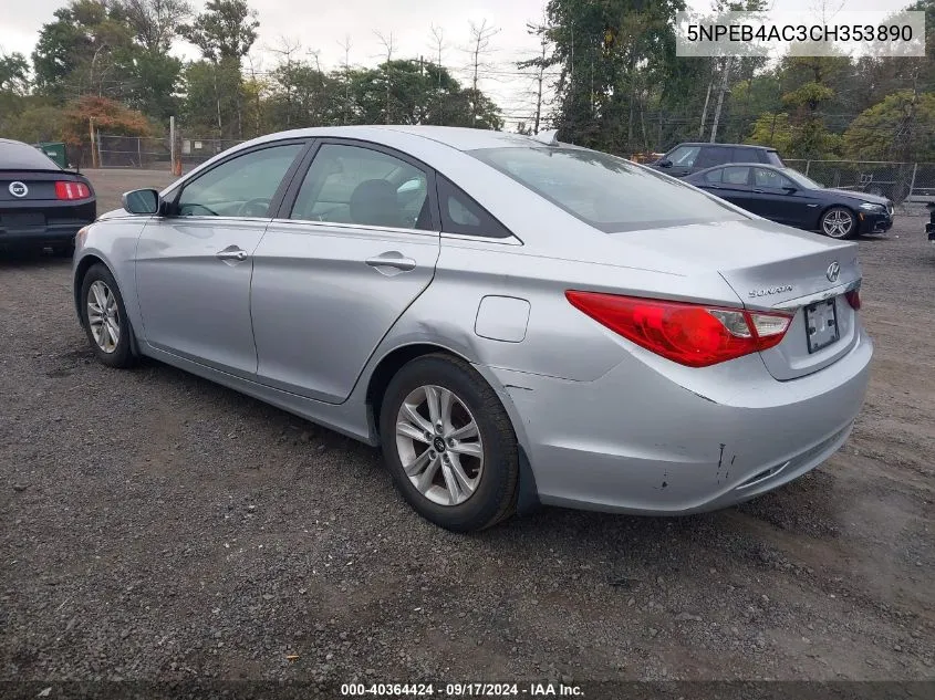 2012 Hyundai Sonata Gls VIN: 5NPEB4AC3CH353890 Lot: 40364424