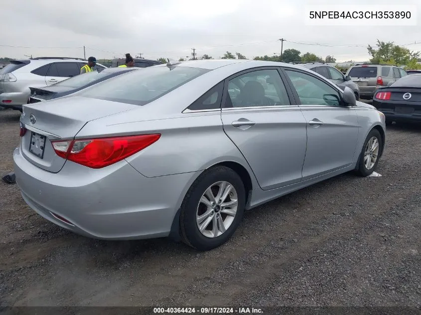 2012 Hyundai Sonata Gls VIN: 5NPEB4AC3CH353890 Lot: 40364424