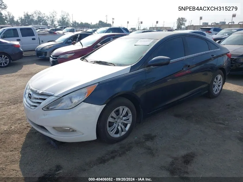 2012 Hyundai Sonata Gls VIN: 5NPEB4ACXCH315279 Lot: 40406052