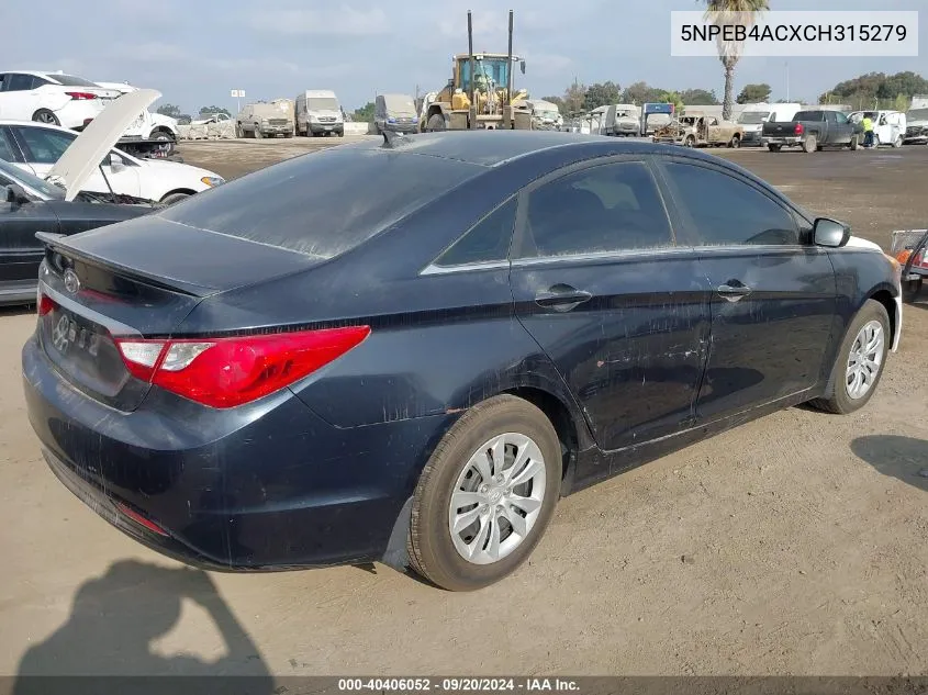 2012 Hyundai Sonata Gls VIN: 5NPEB4ACXCH315279 Lot: 40406052