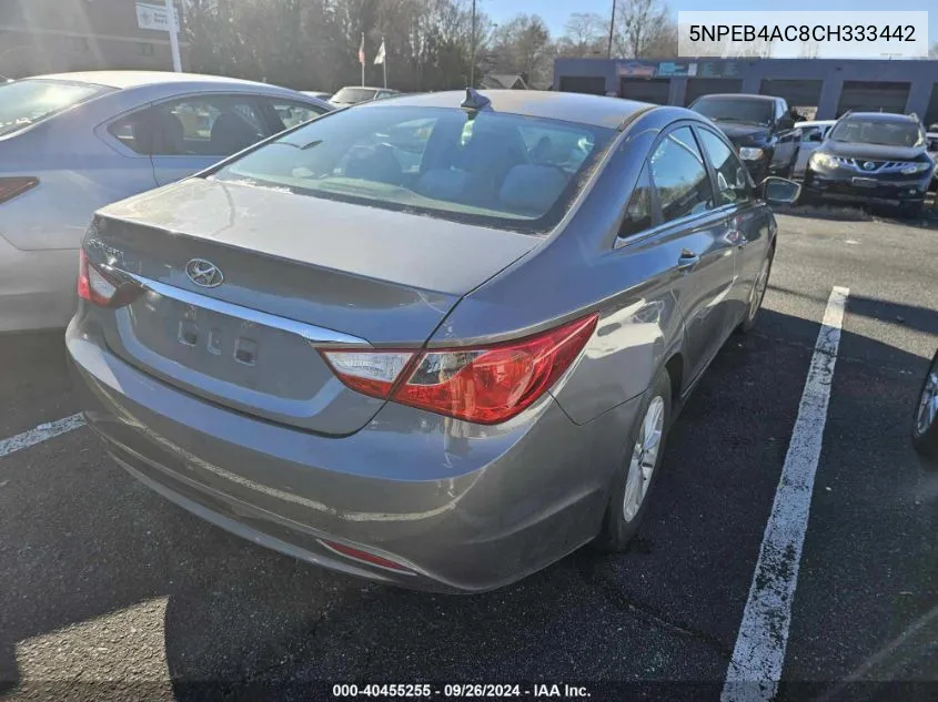 2012 Hyundai Sonata VIN: 5NPEB4AC8CH333442 Lot: 40455255