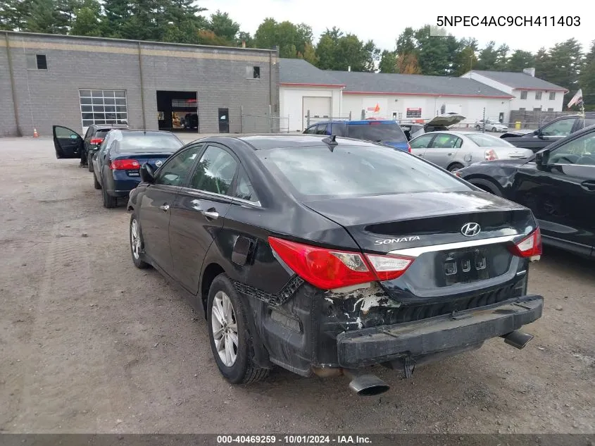 2012 Hyundai Sonata Se VIN: 5NPEC4AC9CH411403 Lot: 40469259