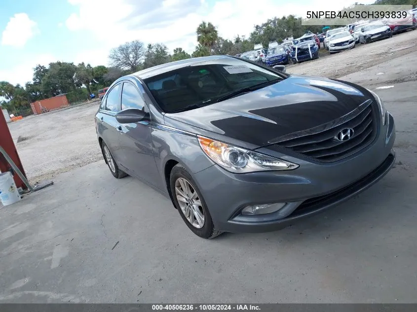 2012 Hyundai Sonata Gls VIN: 5NPEB4AC5CH393839 Lot: 40506236