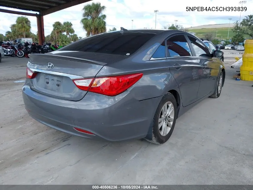 2012 Hyundai Sonata Gls VIN: 5NPEB4AC5CH393839 Lot: 40506236