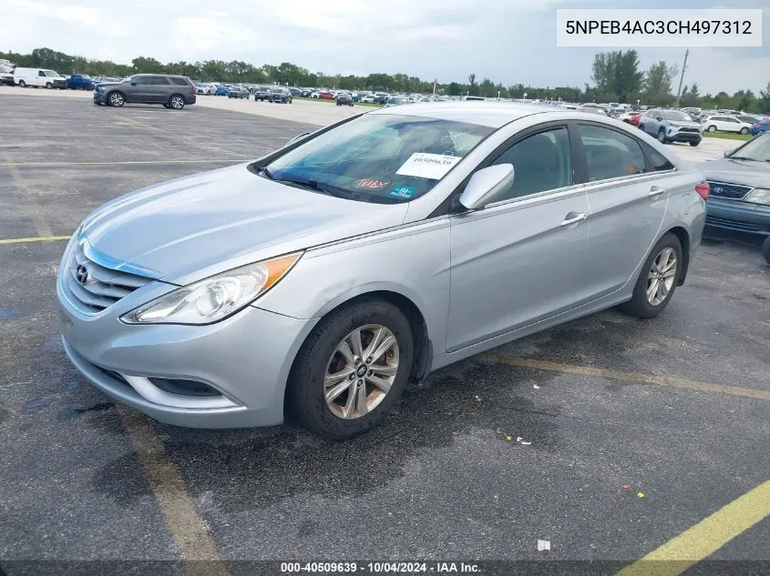 2012 Hyundai Sonata Gls VIN: 5NPEB4AC3CH497312 Lot: 40509639